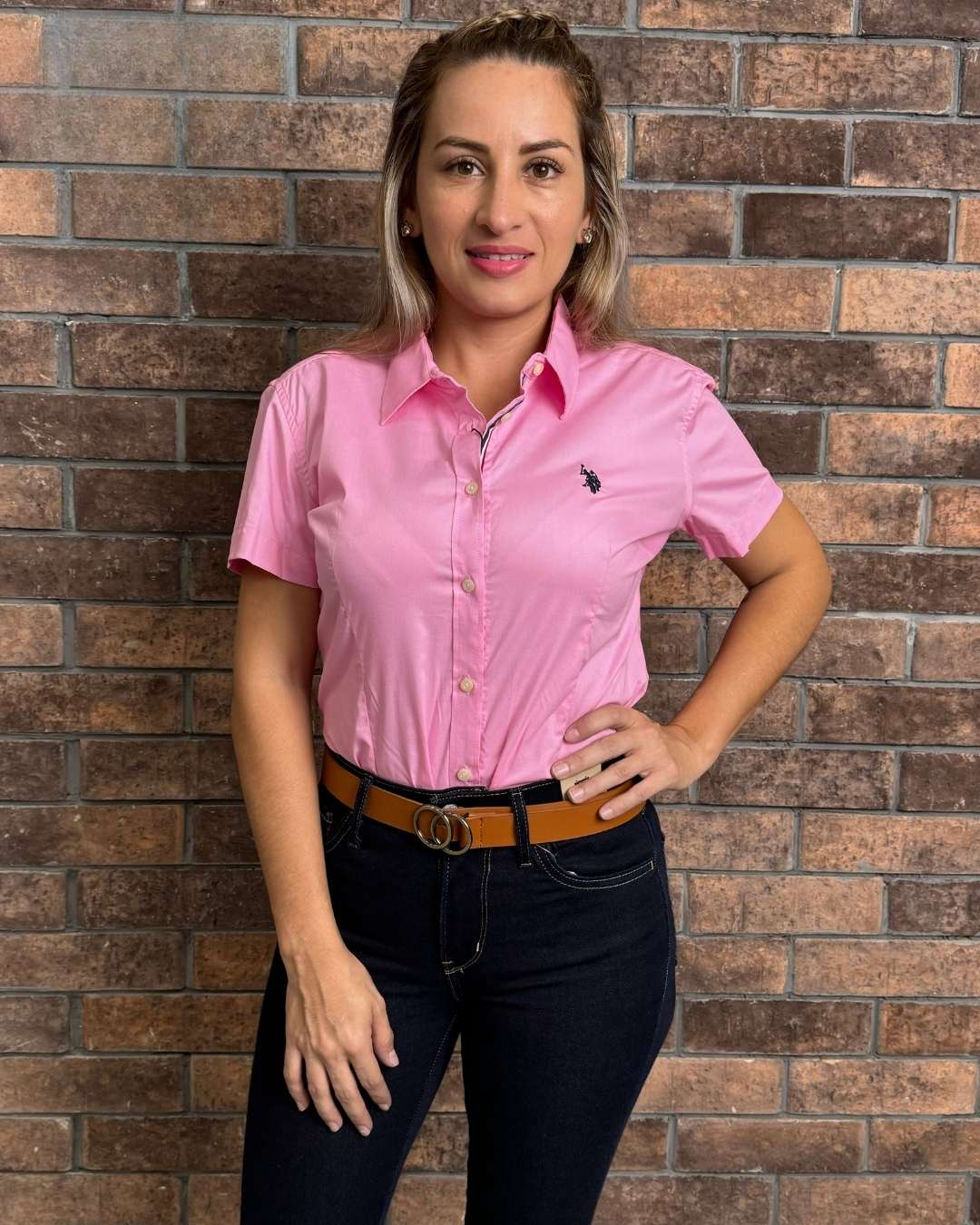 CAMISA U.S POLO ASSN ROSADA PARA DAMA