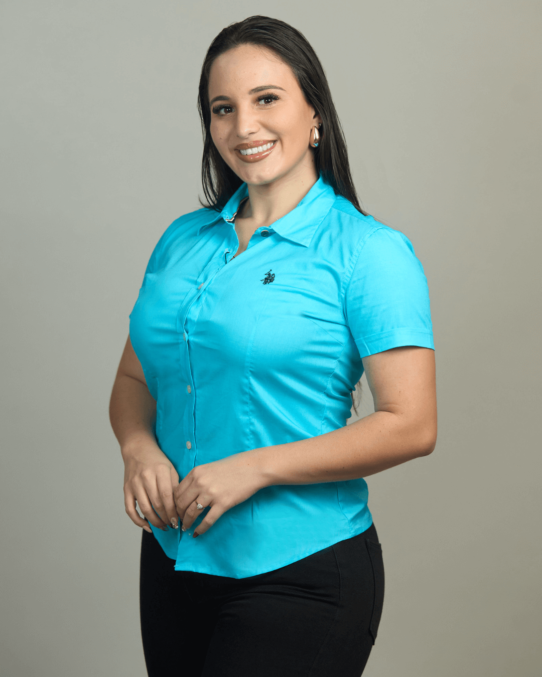 CAMISA U.S. POLO ASSN CELESTE PARA DAMA