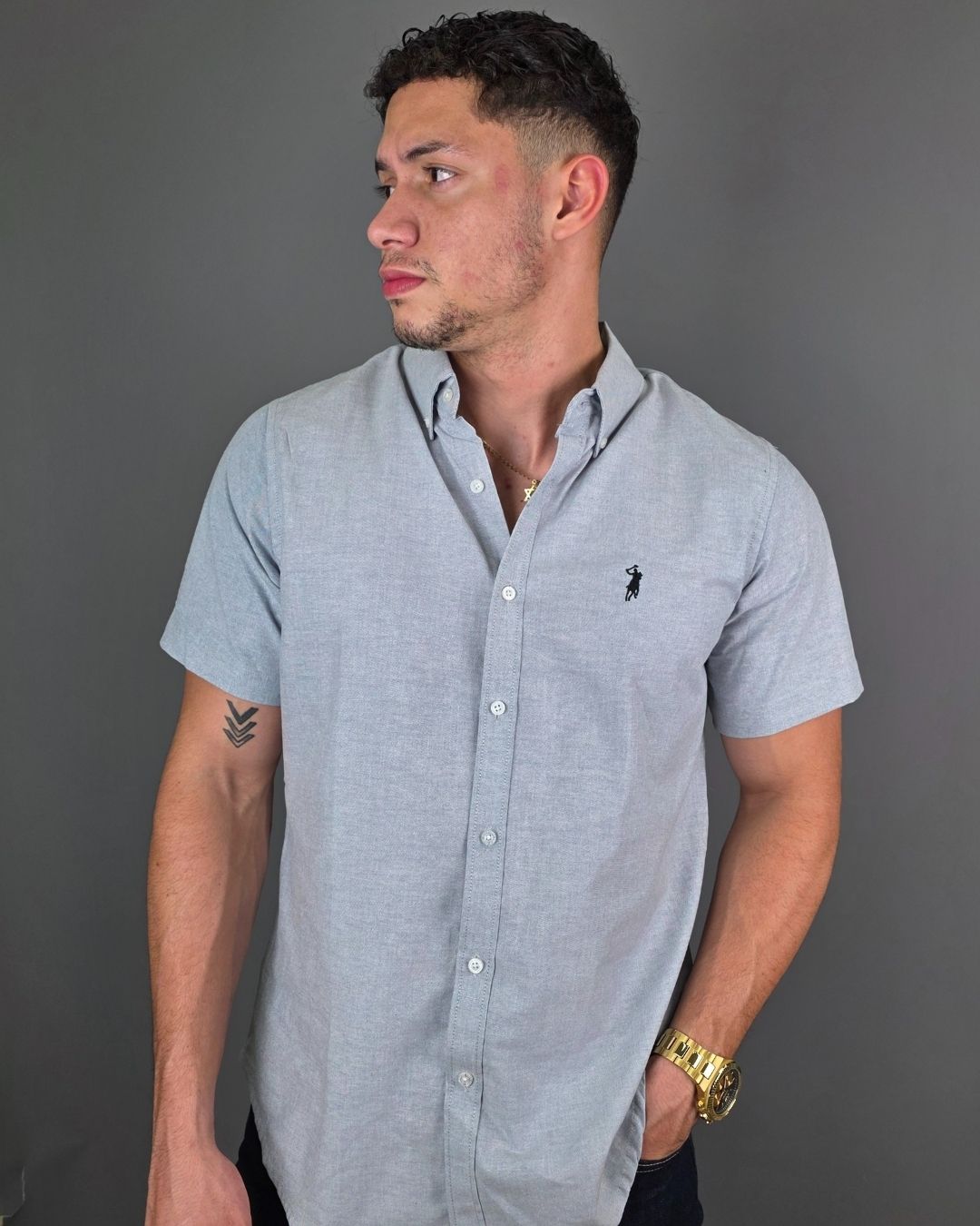 CAMISA GRIS CAMBRIDGE POLO DE HOMBRE