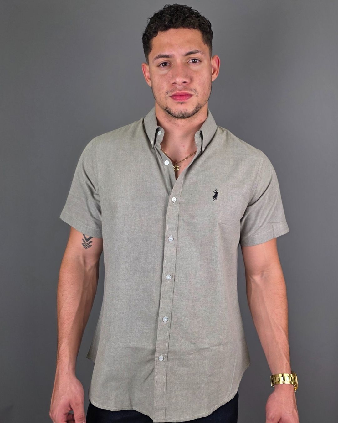 CAMISA GRIS CAMBRIDGE POLO MANGA CORTA CABALLERO