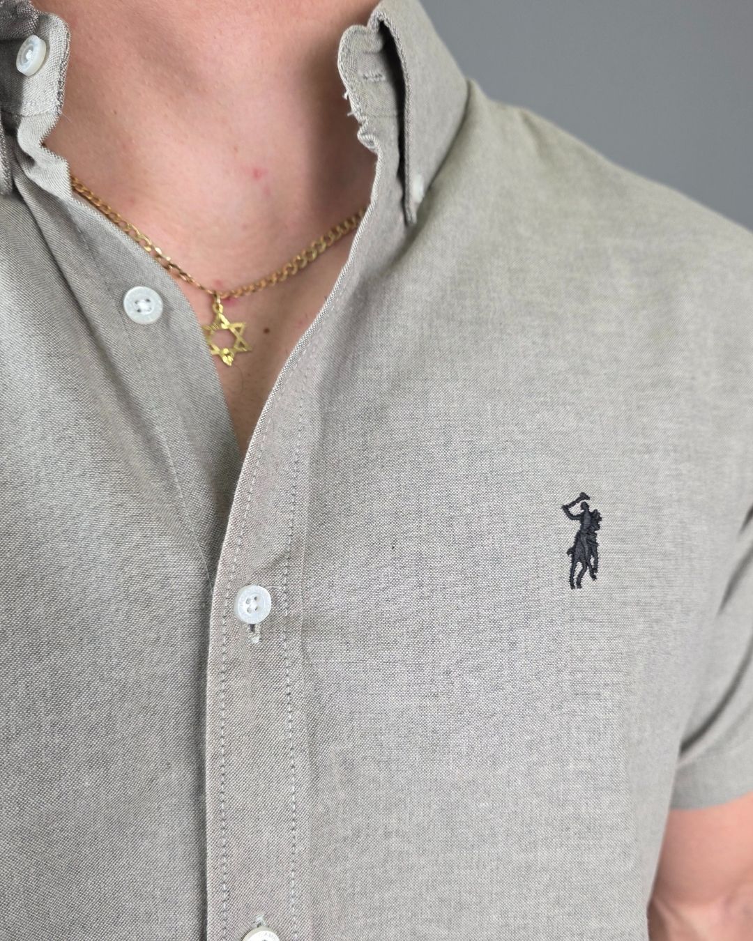 CAMISA GRIS CAMBRIDGE POLO MANGA CORTA CABALLERO