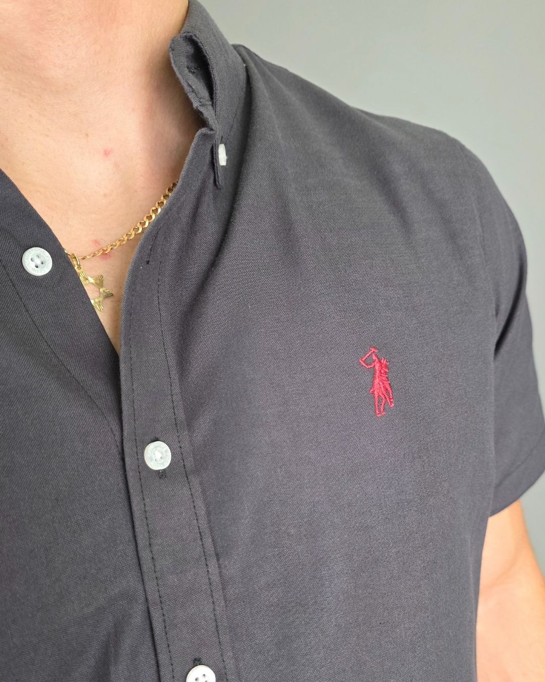 CAMISA NEGRA CAMBRIDGE POLO MANGA CORTA CABALLERO
