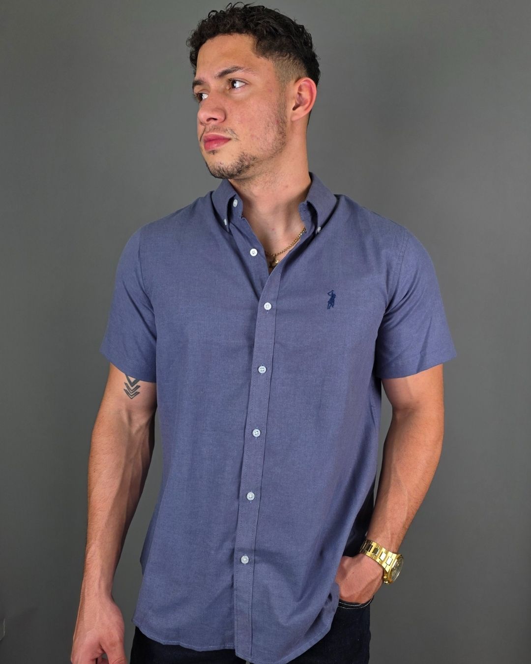 CAMISA AZUL CAMBRIDGE POLO MANGA CORTA CABALLERO