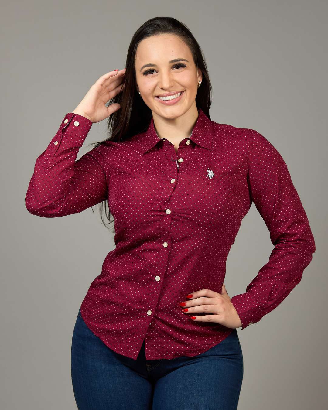 CAMISA U.S. POLO ASSN VINO PARA DAMA