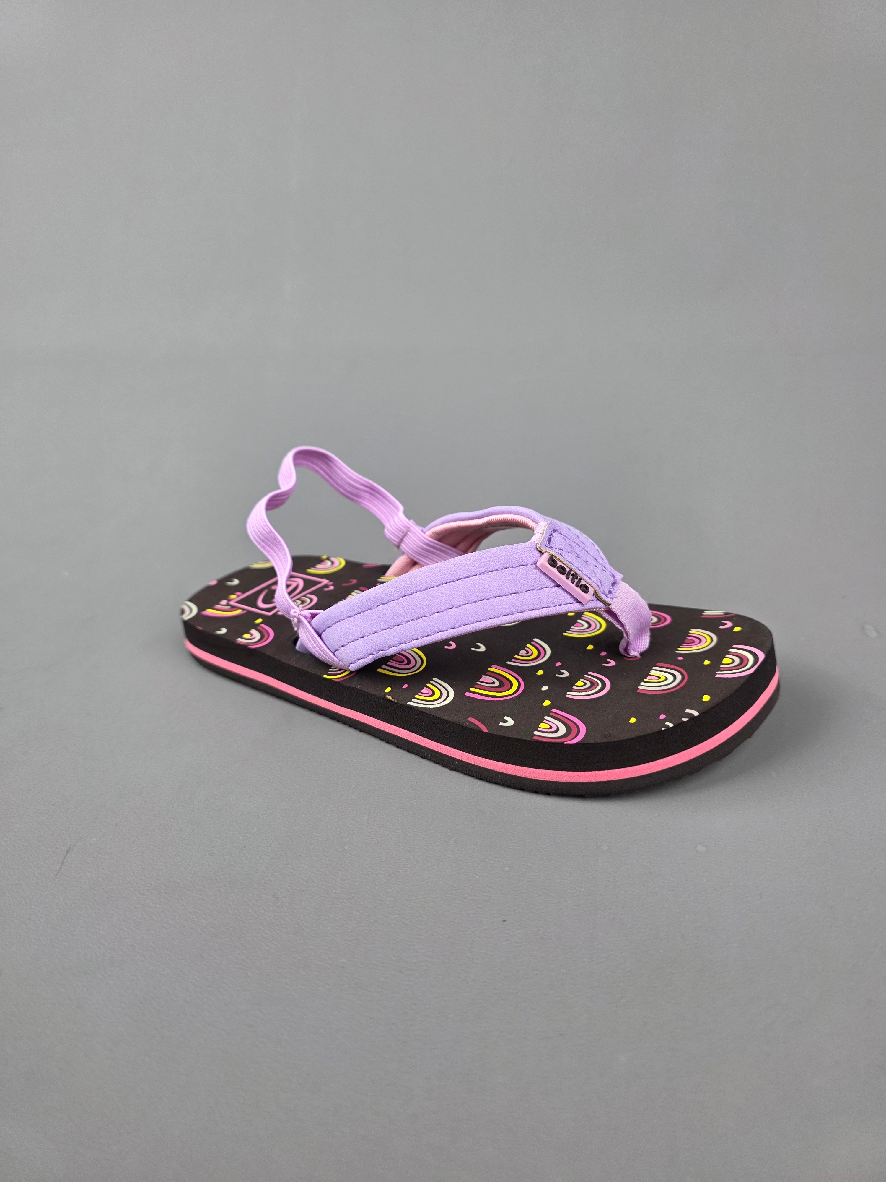 SANDALIA BOLTIO NEGRA CON LILA PARA NIÑA