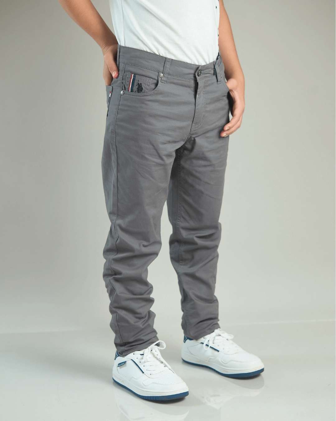 PANTALON TWILL US POLO GRIS PARA NIÑO