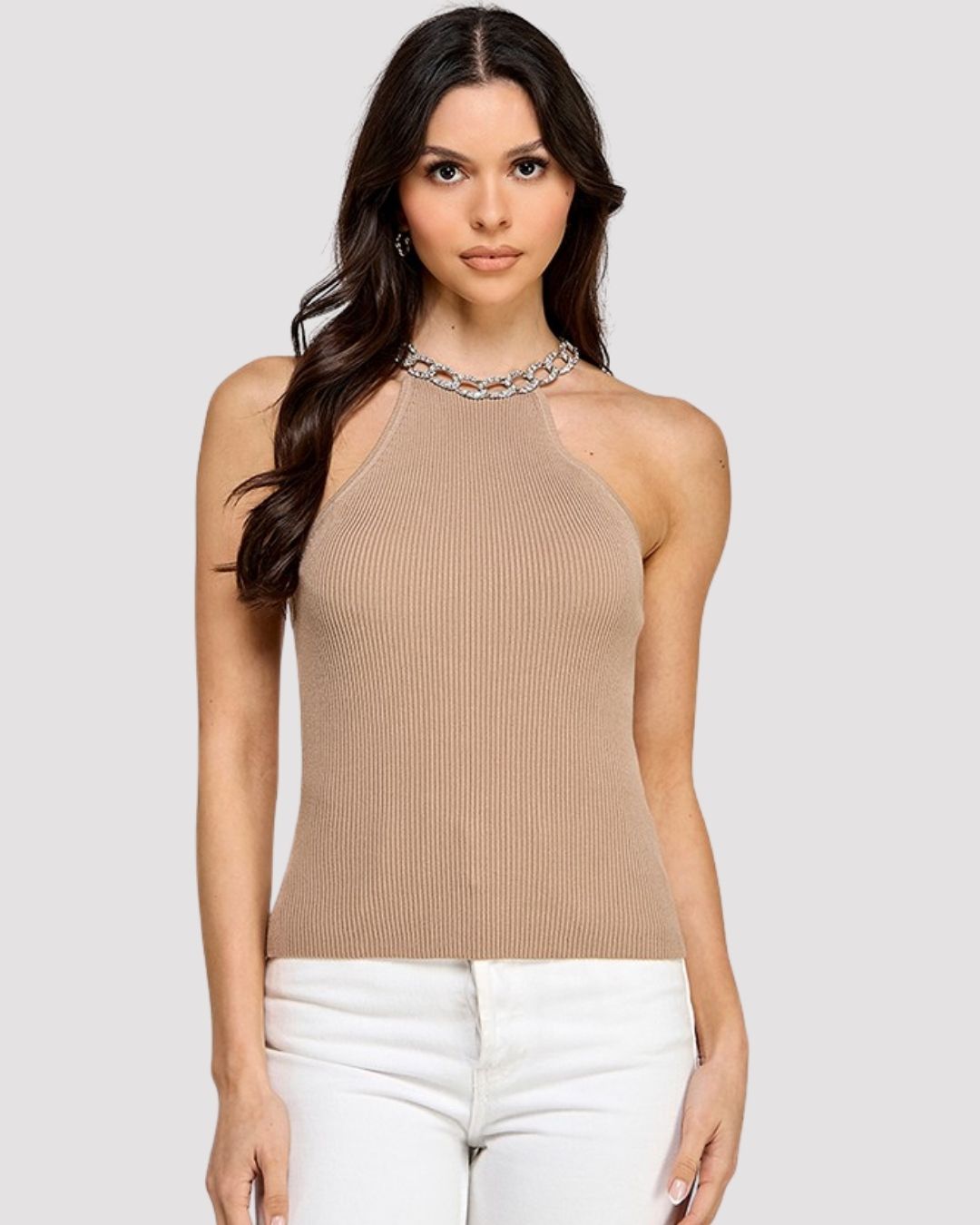 BLUSA LOS ANGELES SIN MANGA CON ACCESORIO