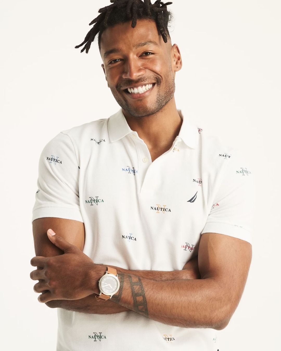 POLO NAUTICA DE CABALLERO BLANCA ESTAMPADA