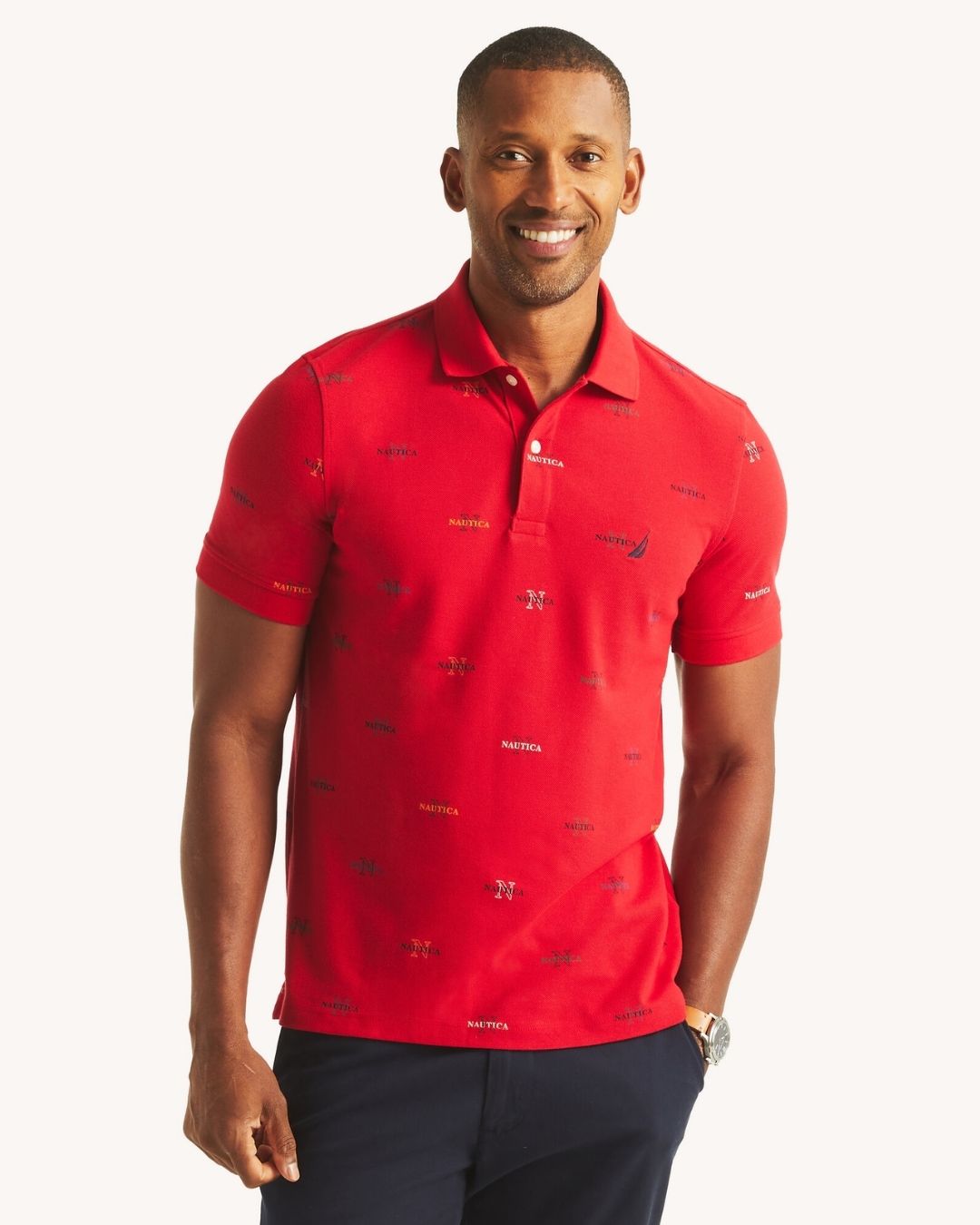 POLO NAUTICA DE CABALLERO ROJA ESTAMPADA