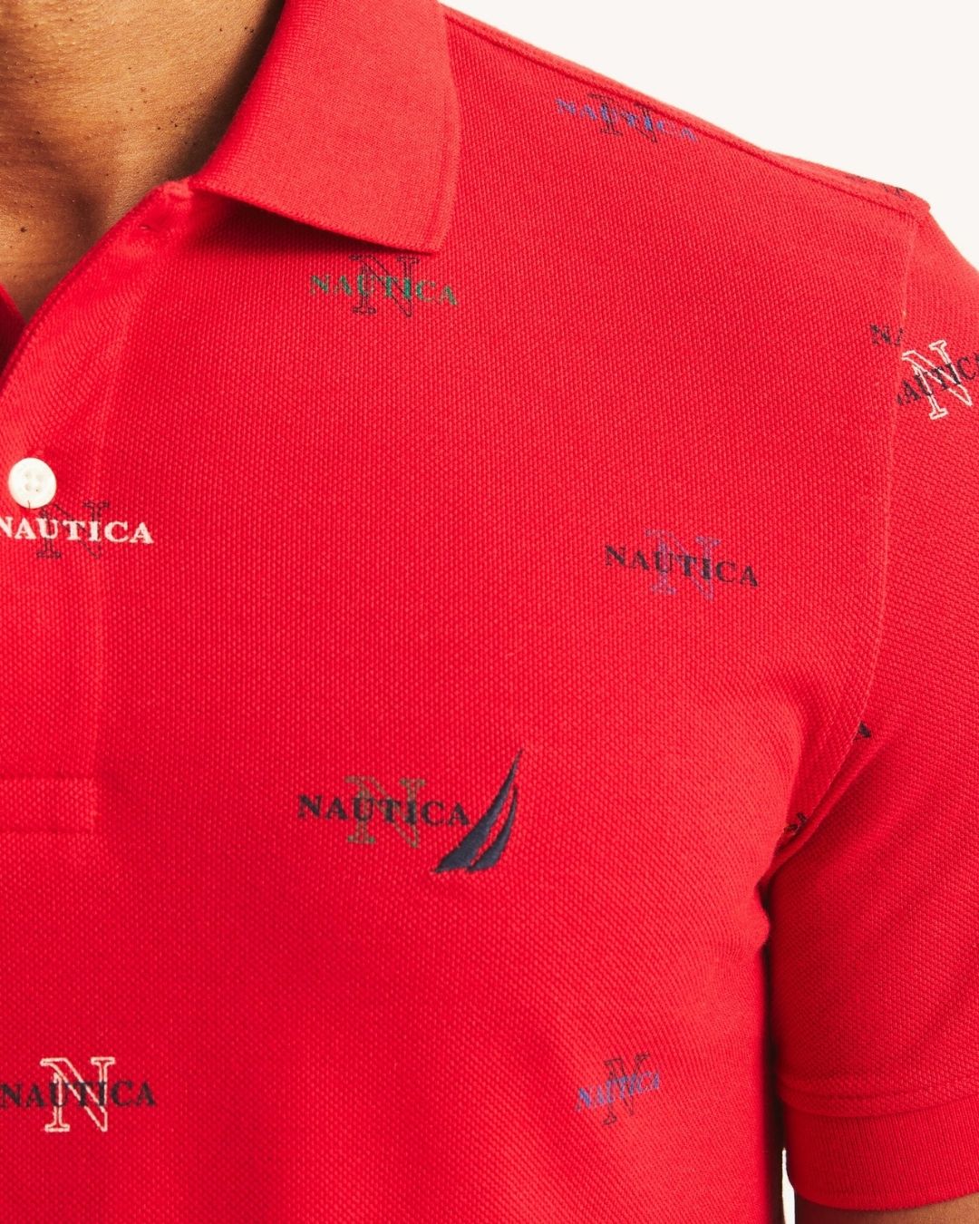 POLO NAUTICA DE CABALLERO ROJA ESTAMPADA