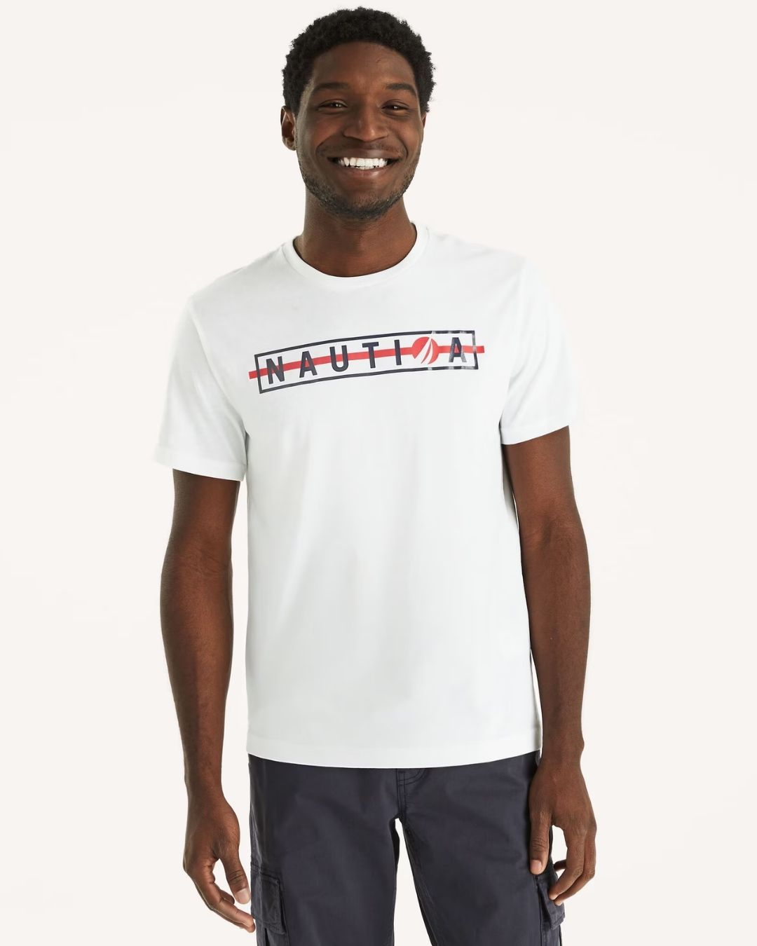 CAMISETA NAUTICA DE CABALLERO BLANCA ESTAMPADA