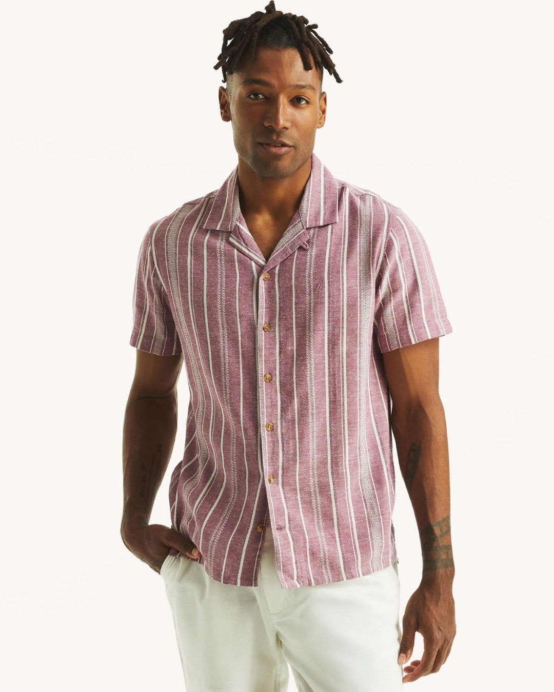 CAMISA NAUTICA MORADA DE RAYAS PARA CABALLERO