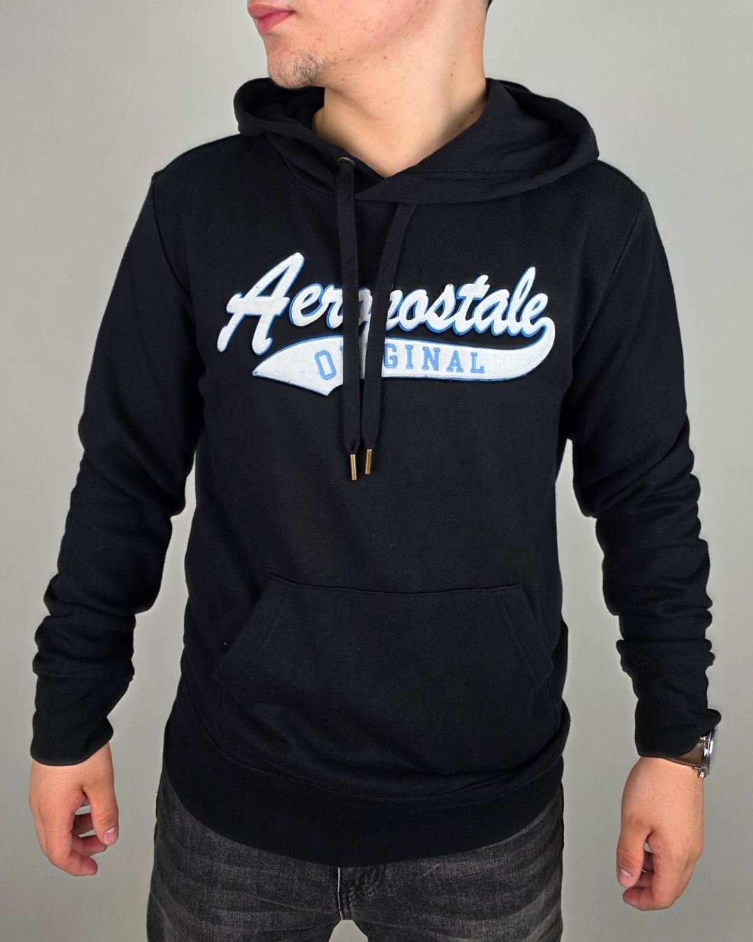 ABRIGO AERPOSTALE NEGRO PARA CABALLERO