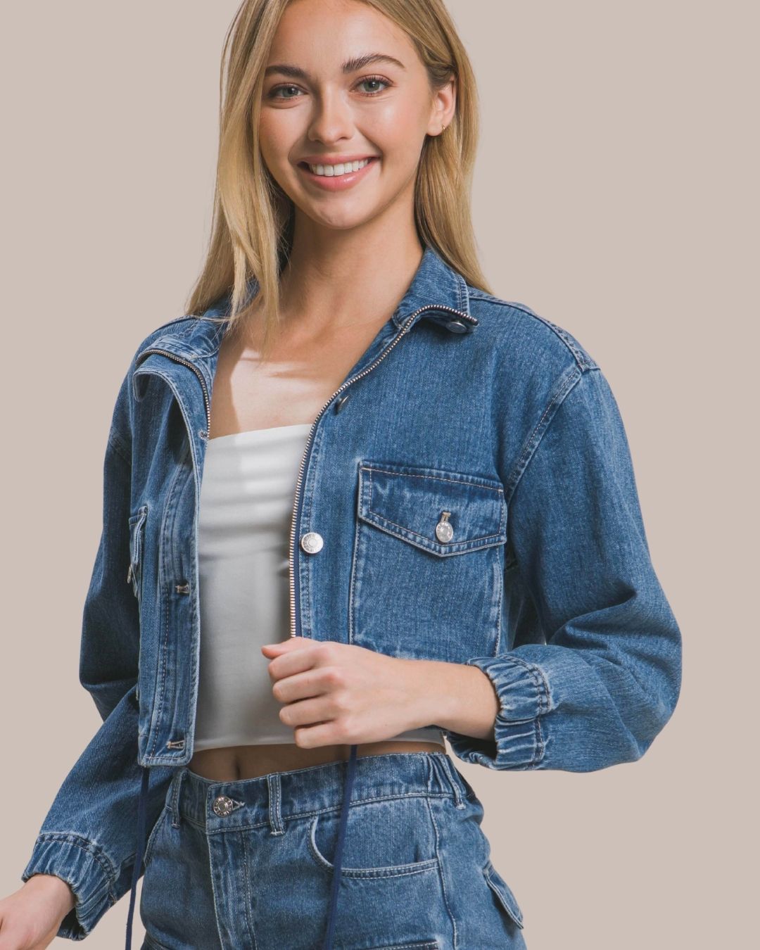 JACKET CROP MEZCLILLA LOS ÁNGELES