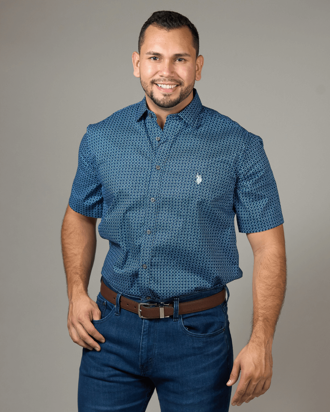 CAMISA US POLO AZUL PARA CABALLERO