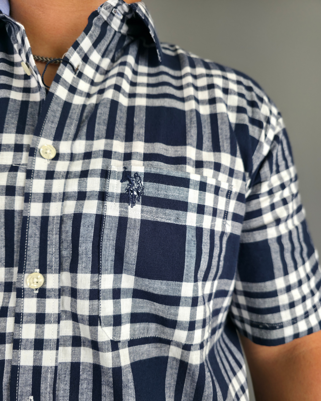 CAMISA US POLO AZUL MANGA CORTA CABALLERO