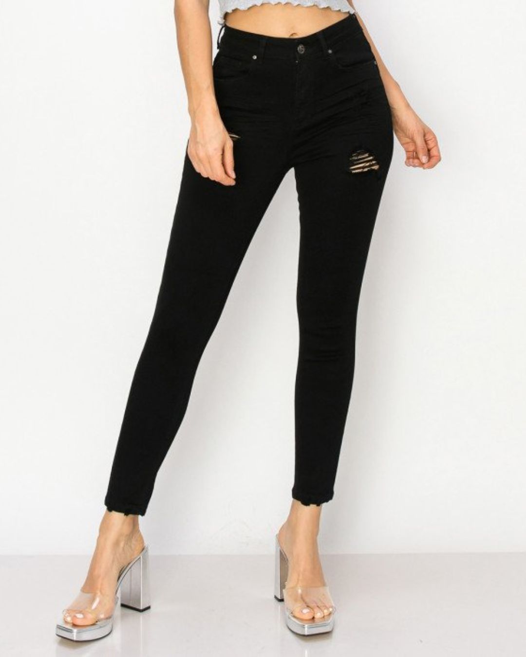 JEANS WAX SKINNY NEGRO PARA DAMA