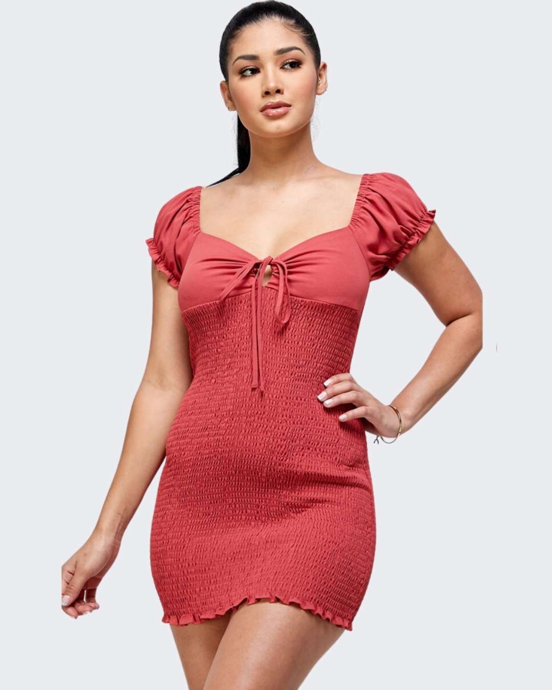 VESTIDO BLUSH ROJO CORTO PARA DAMA