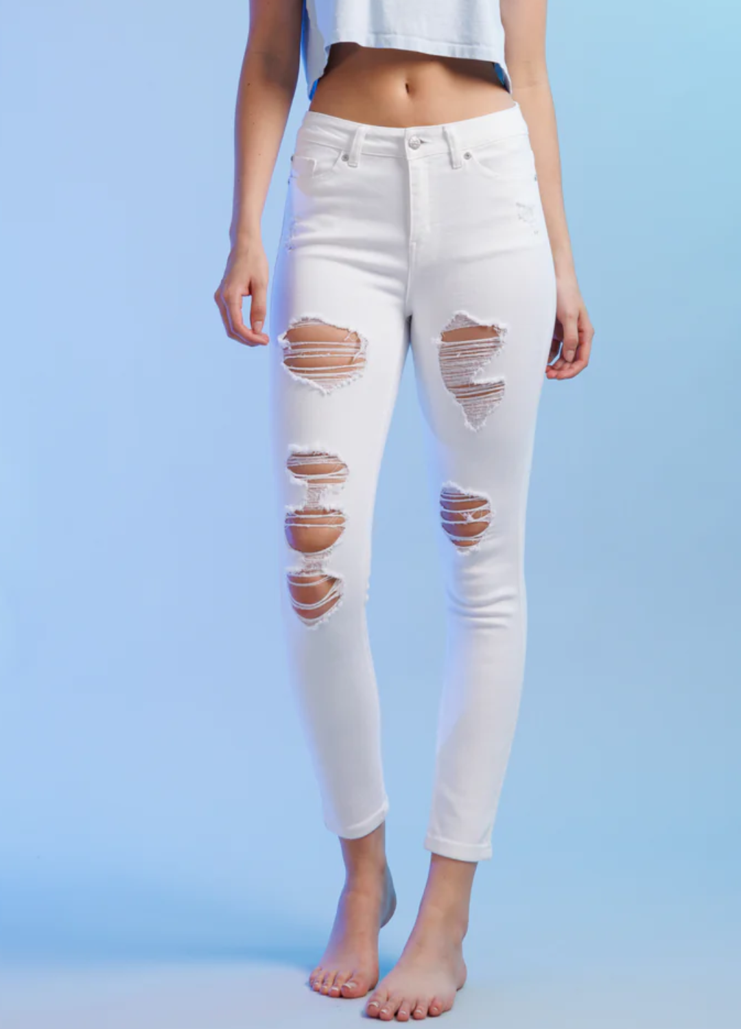 JEANS ENJEAN SKINNY HIGH RISE BLANCO PARA DAMA