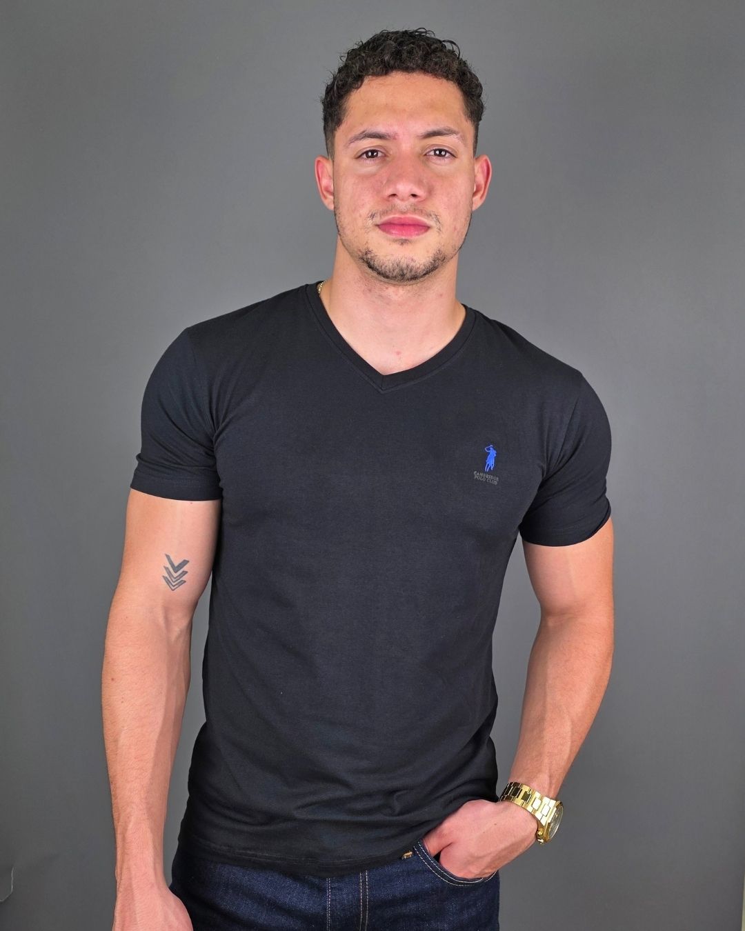 CAMISETA CAMBRIDGE POLO NEGRA PARA CABALLERO