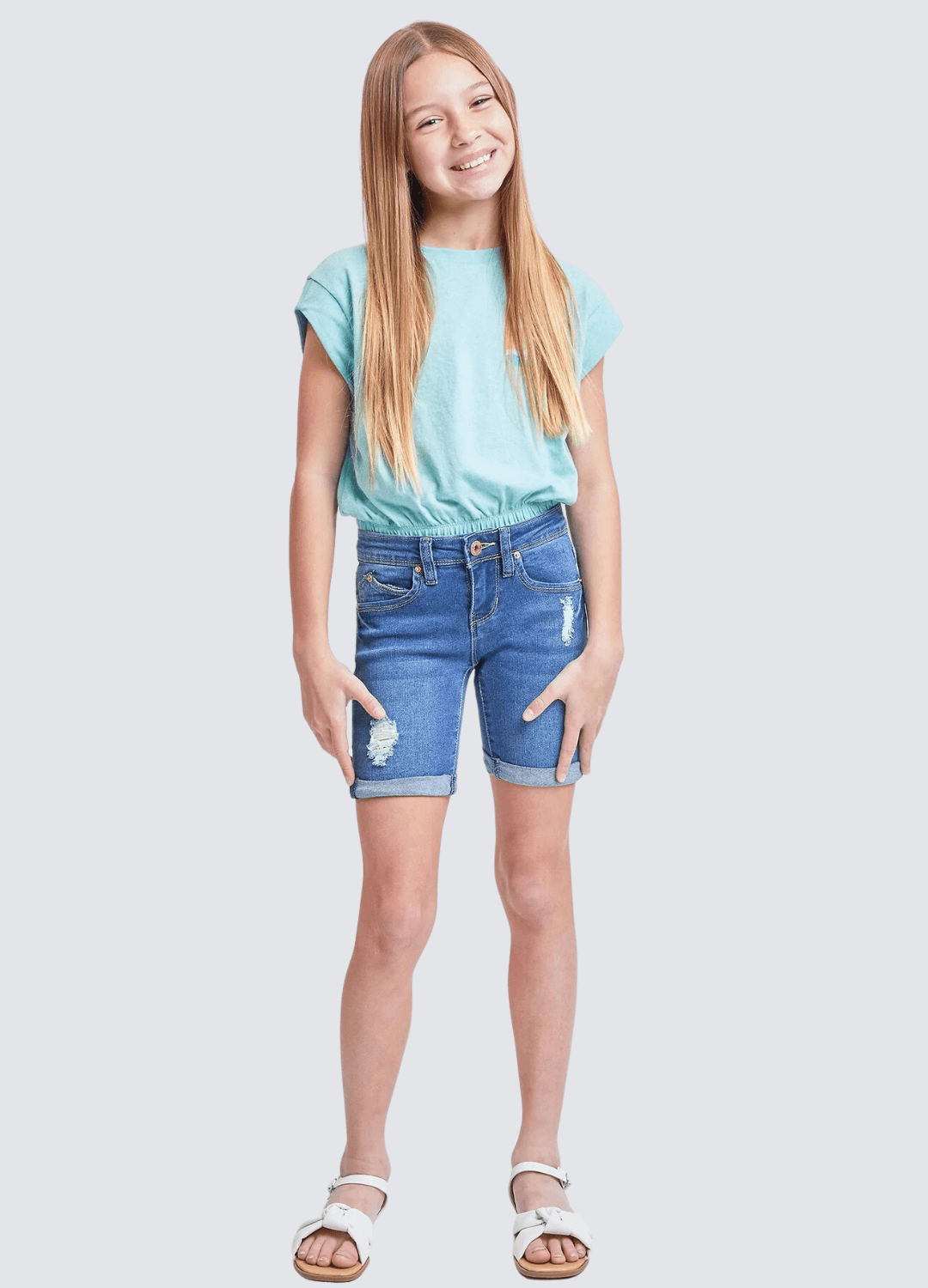 SHORT YMI AZUL MEDIO PARA NIÑA