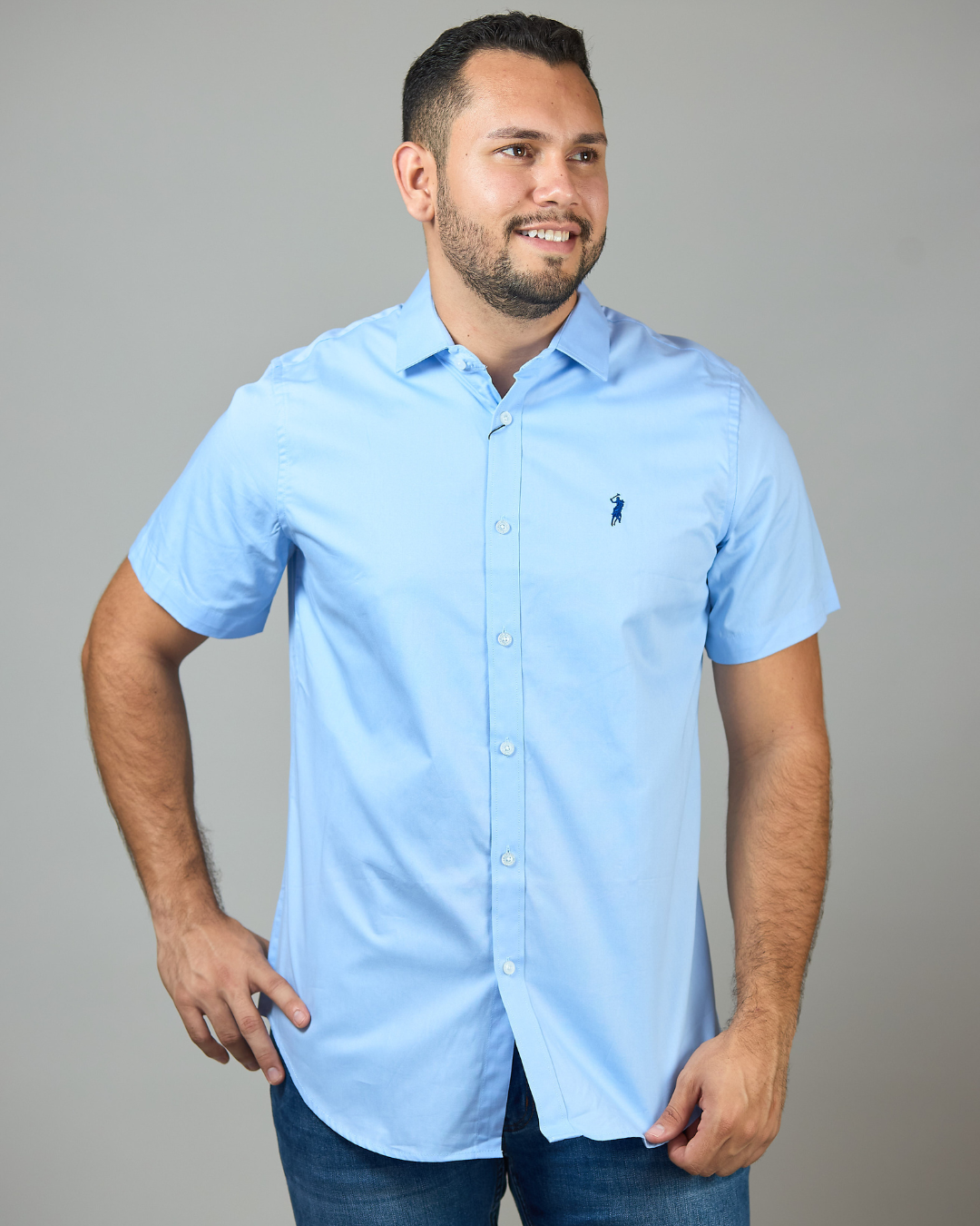CAMISA CAMBRIDGE POLO DE CABALLERO CELESTE