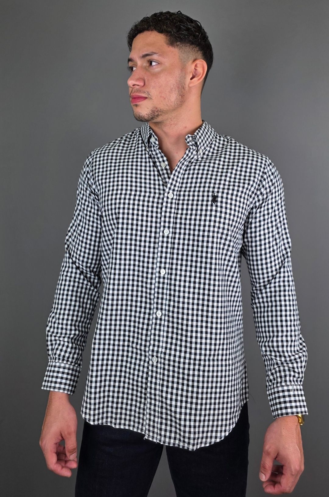 CAMISA CAMBRIDGE POLO NEGRA MANGA LARGA