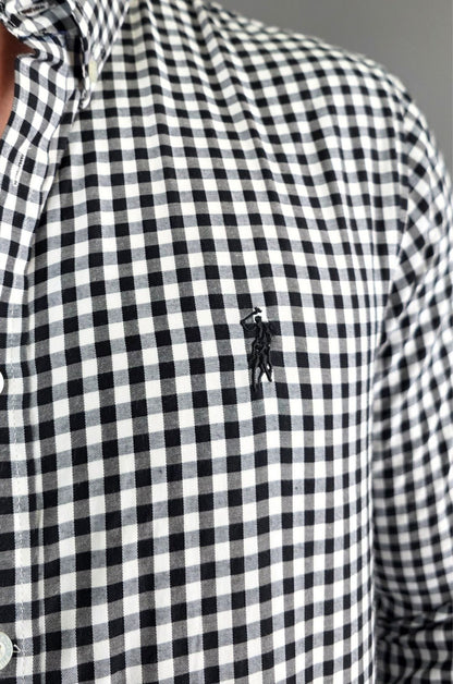 CAMISA CAMBRIDGE POLO NEGRA MANGA LARGA