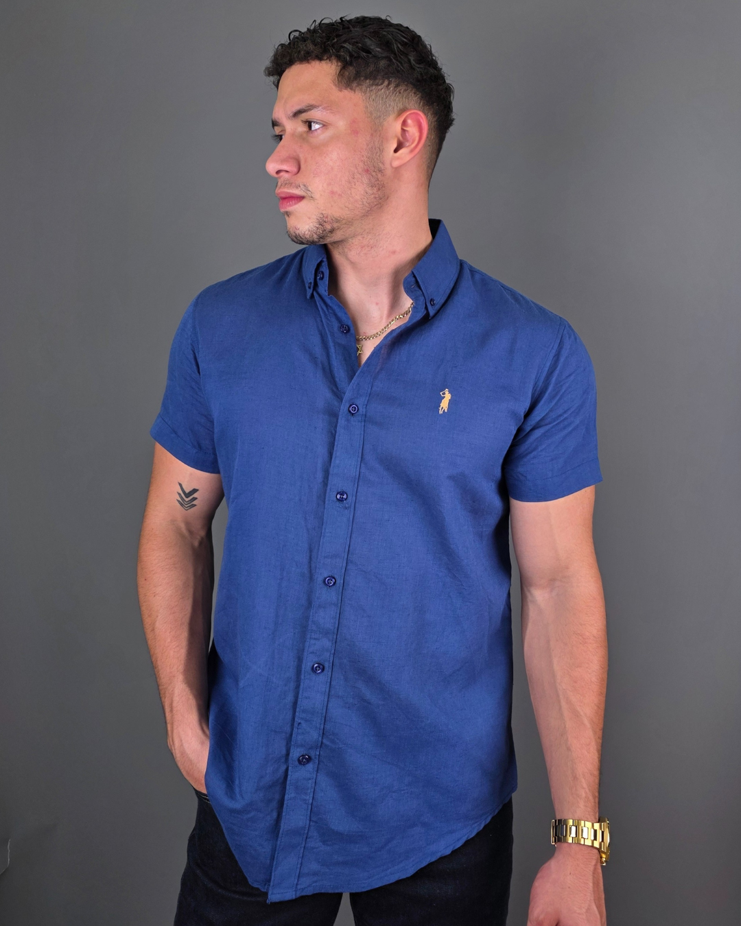 CAMISA CAMBRIDGE POLO AZUL OSCURO PARA CABALLERO