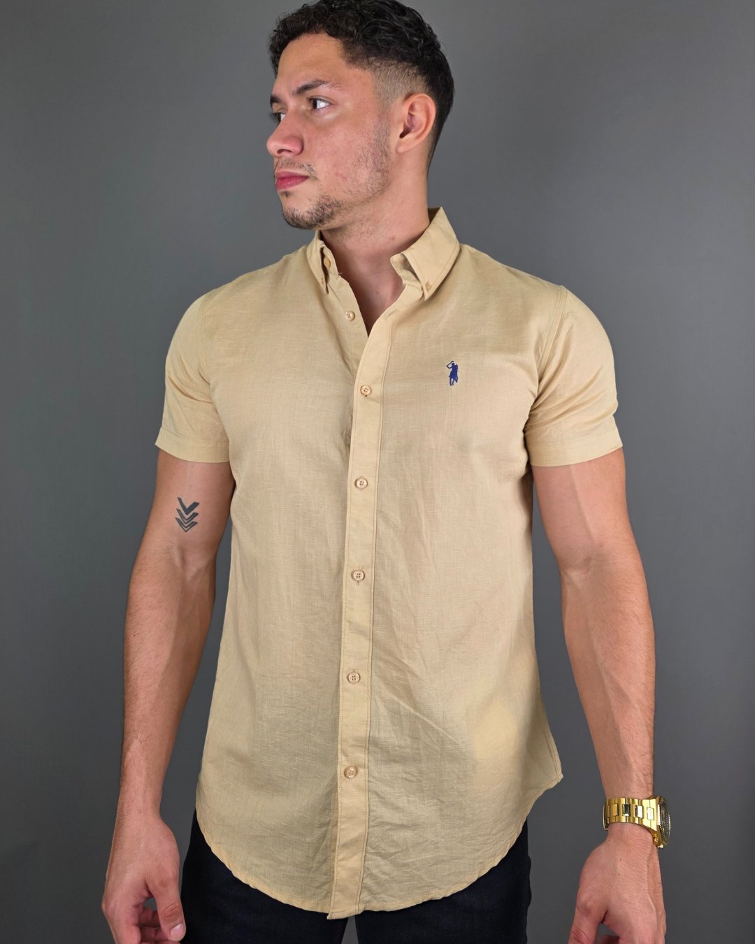 CAMISA CAMBRIDGE POLO BEIGE PARA CABALLERO