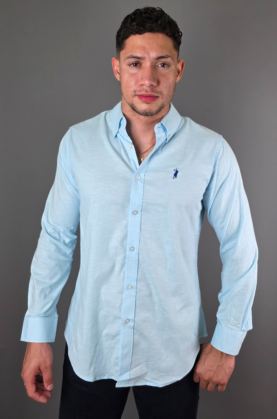 CAMISA CAMBRIDGE POLO CELESTE PARA CABALLERO