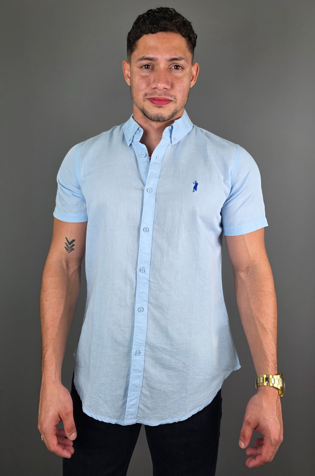 CAMISA CAMBRIGE POLO CELESTE PARA CABALLERO