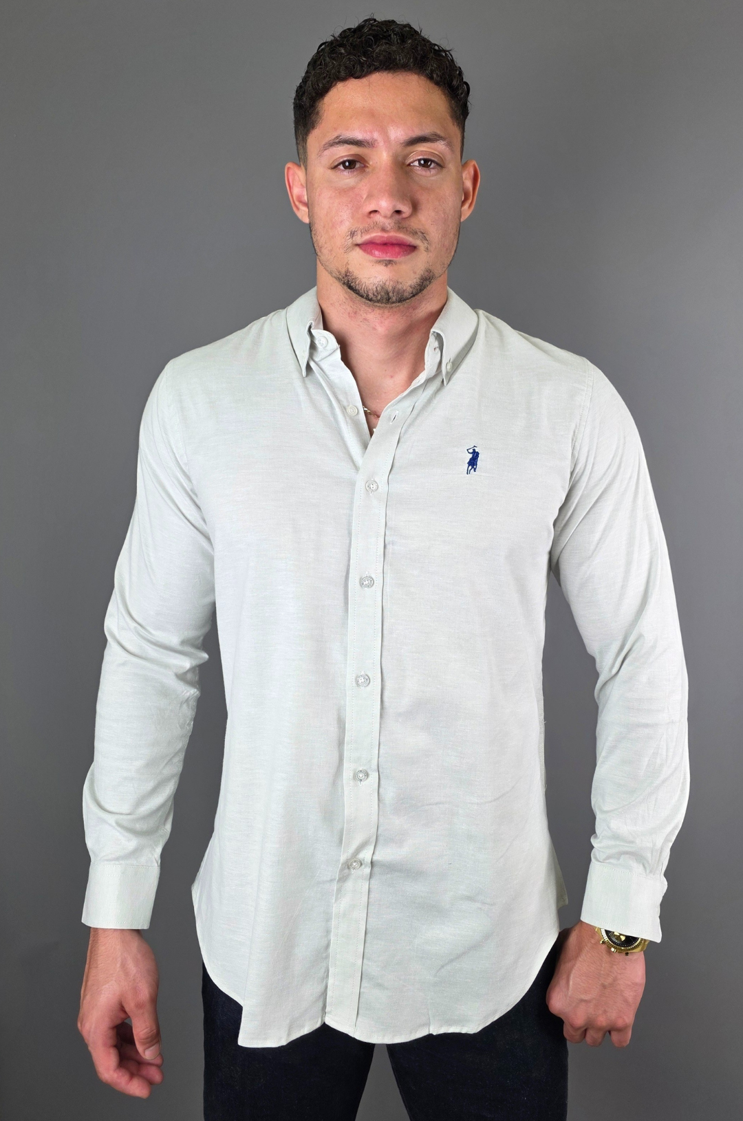 CAMISA CAMBRIDGE POLO GRIS PARA CABALLERO