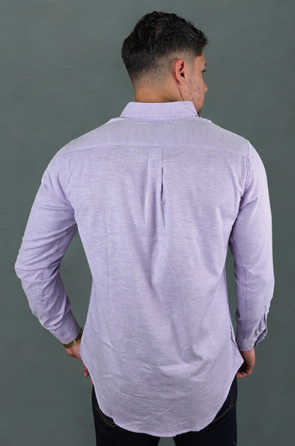 CAMISA CAMBRIDE POLO LILA PARA CABALLERO