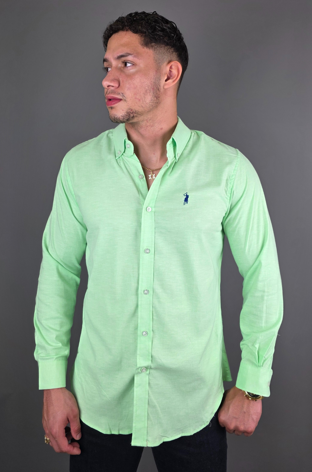 CAMISA CAMBRIDGE POLO VERDE LIMÓN PARA CABALLERO
