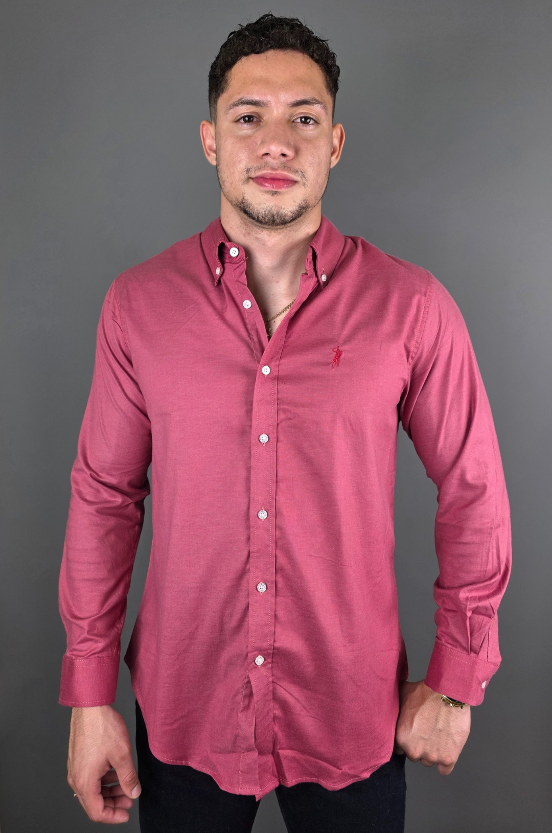 CAMISA CAMBRIDGE POLO VINO PARA CABALLERO