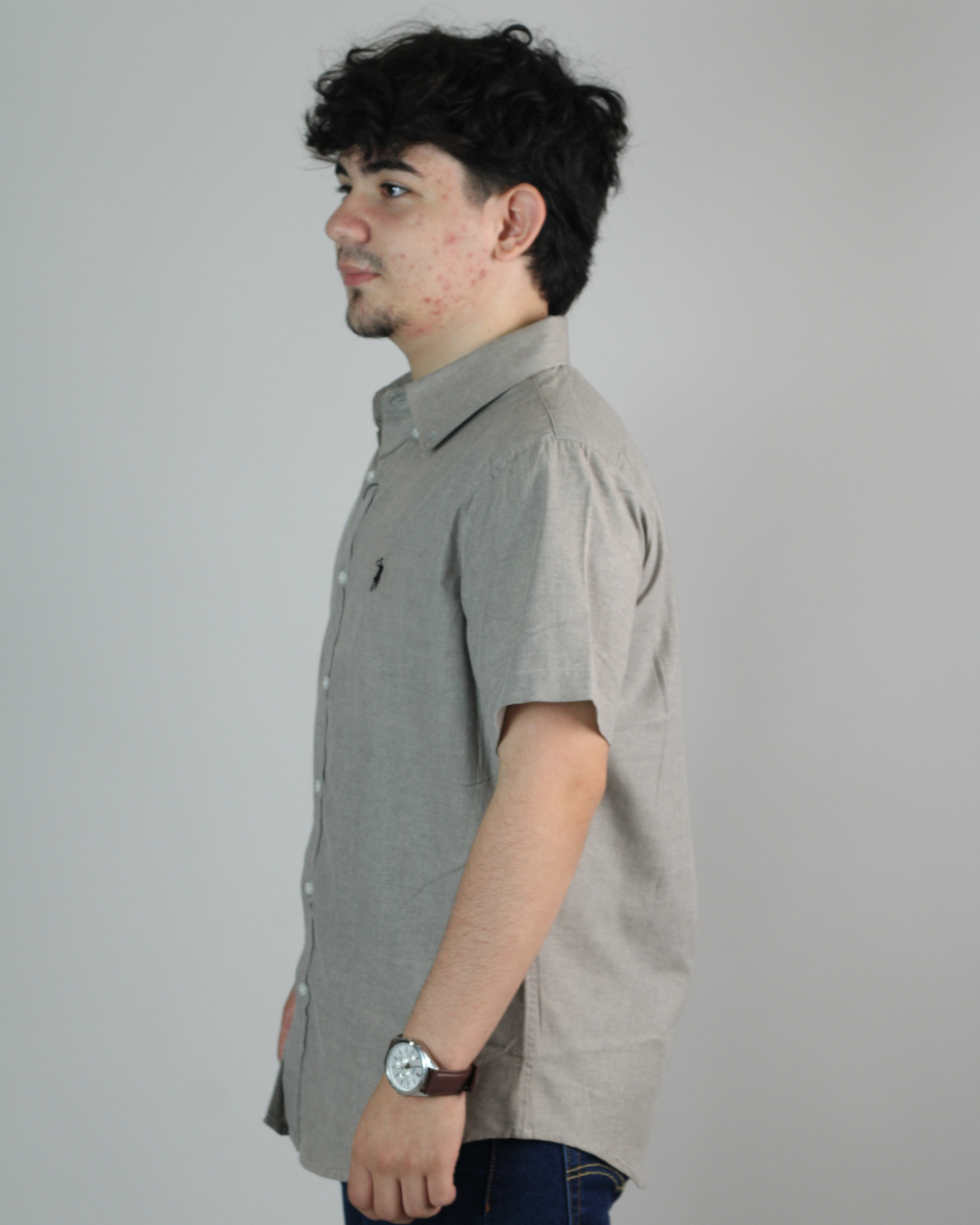 CAMISA GRIS CAMBRIDGE POLO MANGA CORTA CABALLERO