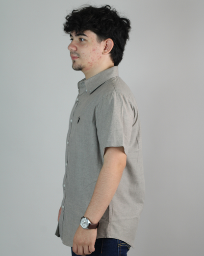 CAMISA GRIS CAMBRIDGE POLO MANGA CORTA CABALLERO