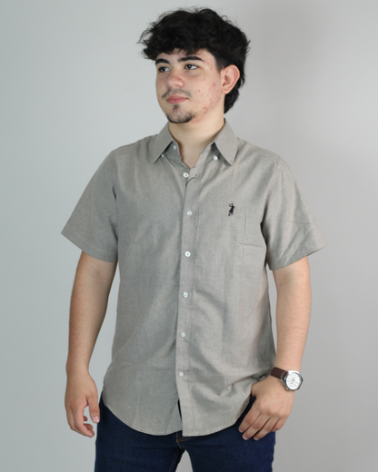CAMISA GRIS CAMBRIDGE POLO MANGA CORTA CABALLERO