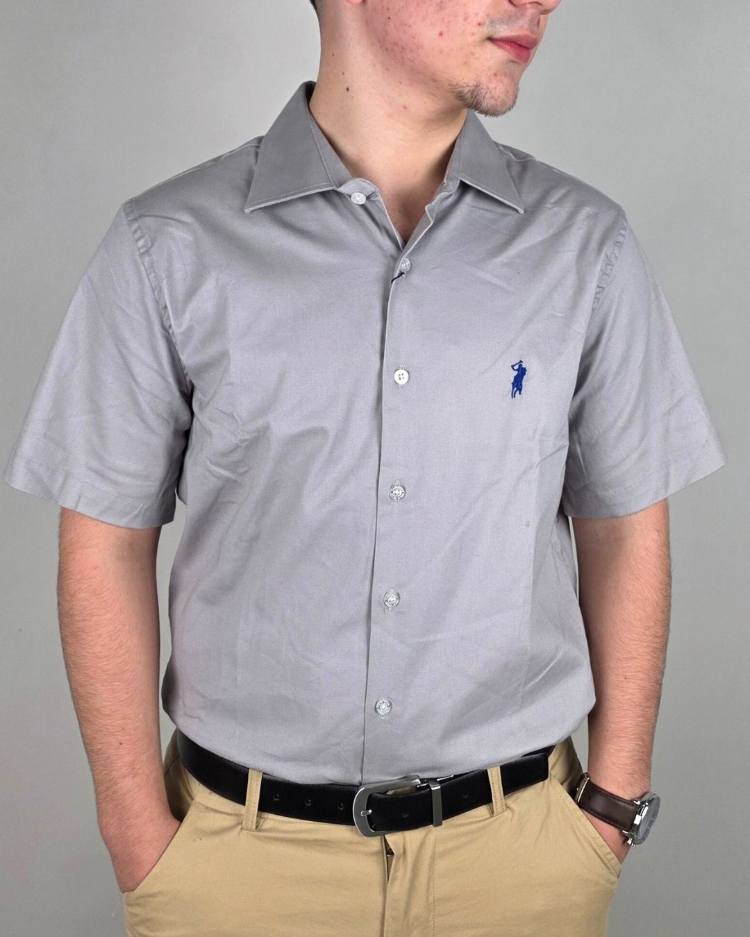 CAMISA CAMBRIDGE POLO GRIS PARA CABALLERO