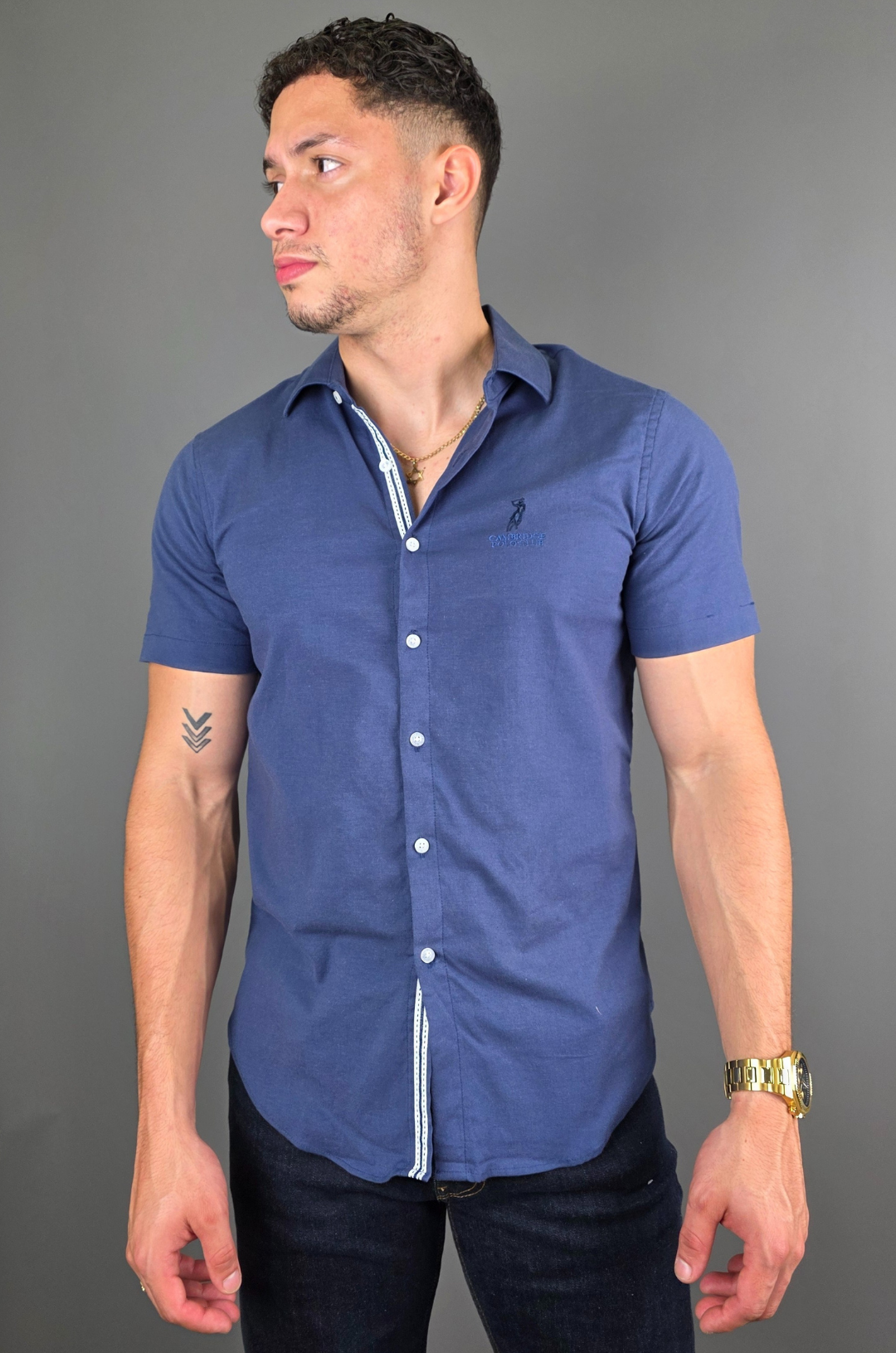 CAMISA CAMBRIDGE POLO AZUL OSCURO PARA CABALLERO