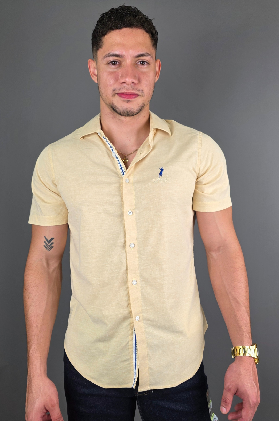 CAMISA CAMBRIDGE POLO BEIGE PARA CABALLERO