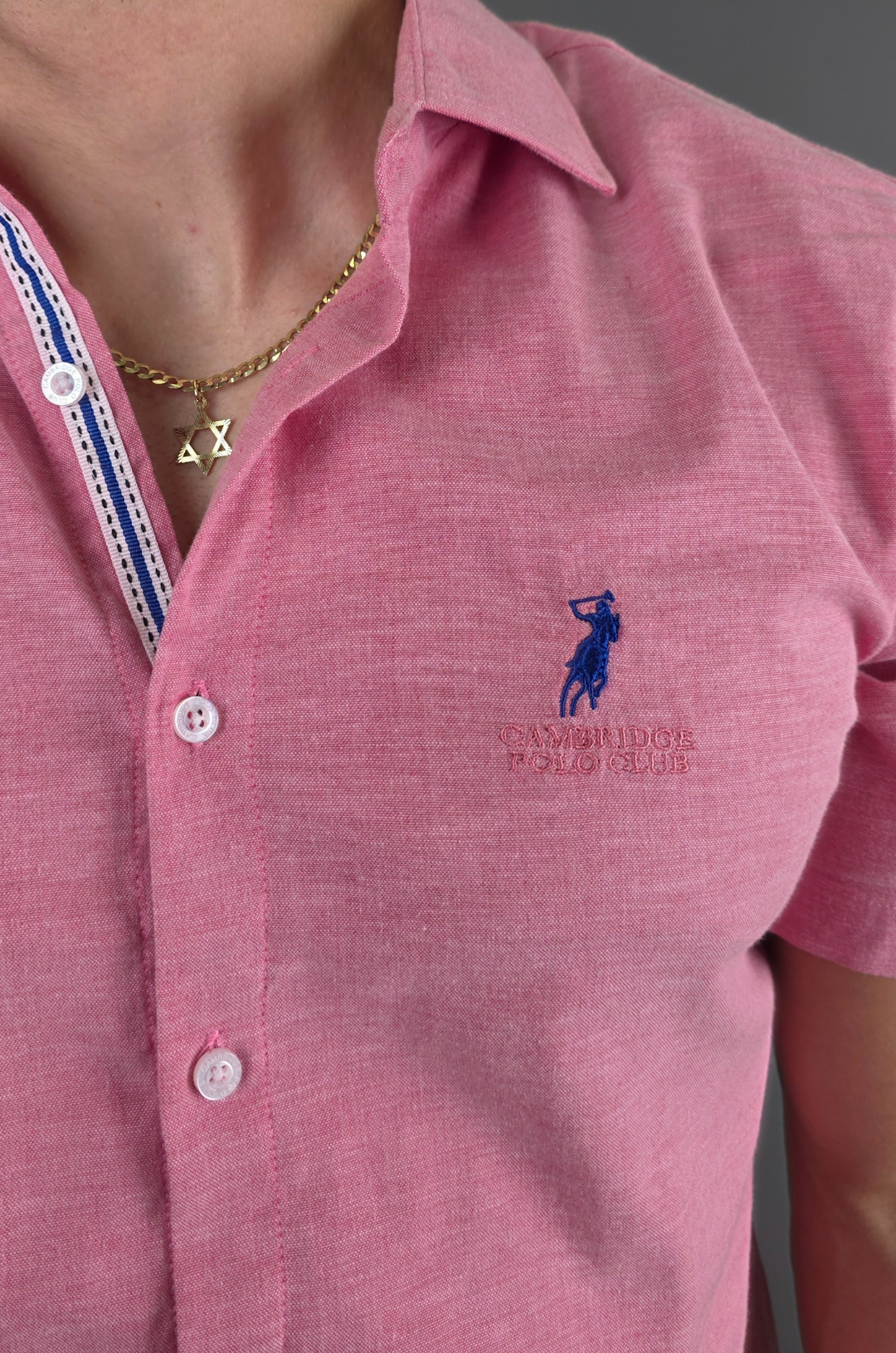 CAMISA CAMBRIDGE POLO ROSADO OSUCURO MANGA CORTA