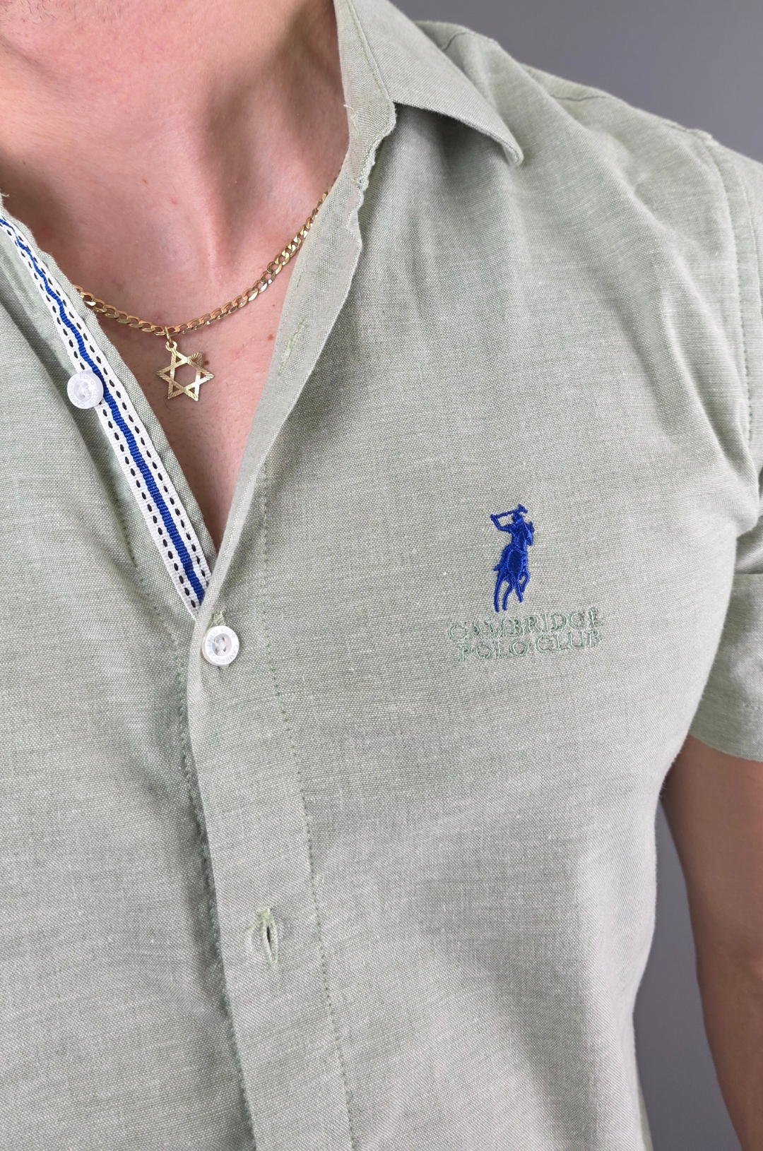 CAMISA CAMBRIDGE POLO VERDE MUSGO MANGA CORTA