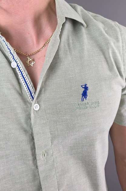 CAMISA CAMBRIDGE POLO VERDE MUSGO MANGA CORTA