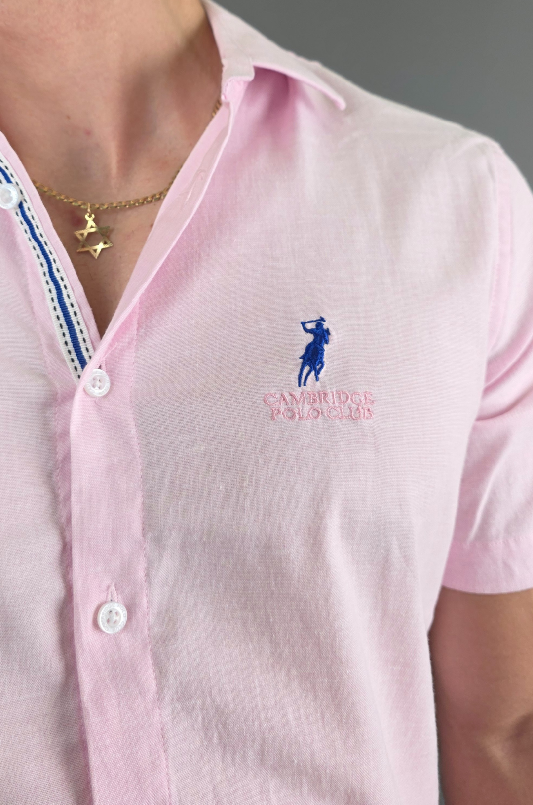 CAMISA CAMBRIDGE POLO ROSADA MANGA CORTA