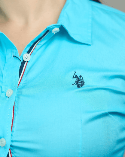 CAMISA US POLO CELESTE DE DAMA