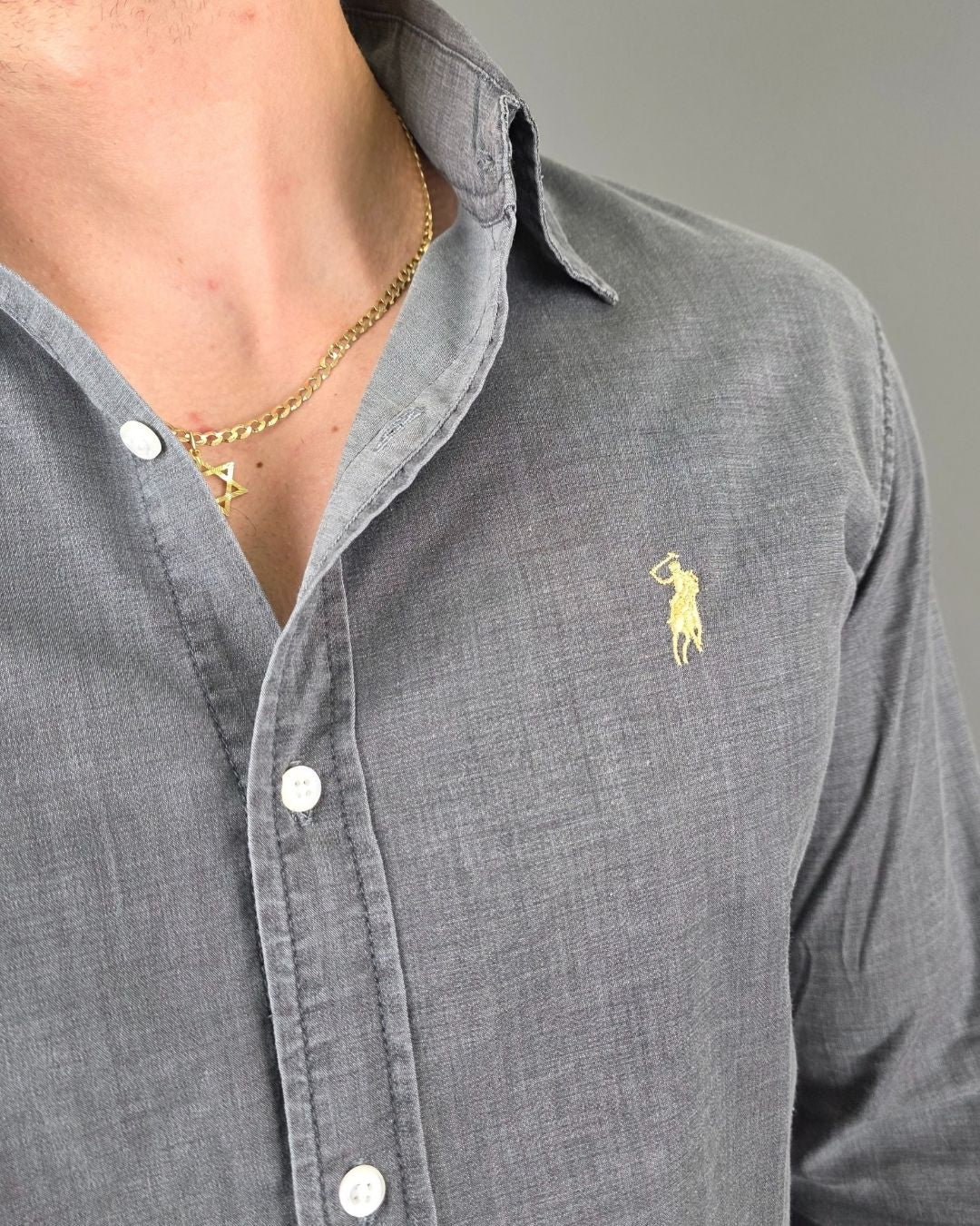 CAMISA GRIS CAMBRIDGE POLO DE HOMBRE