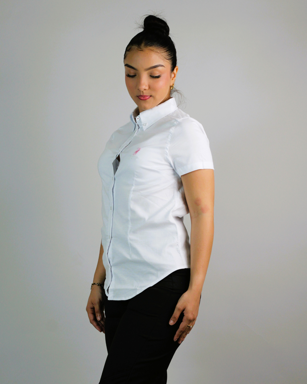 CAMISA CAMBRIGE POLO  MANGA CORTA DAMA