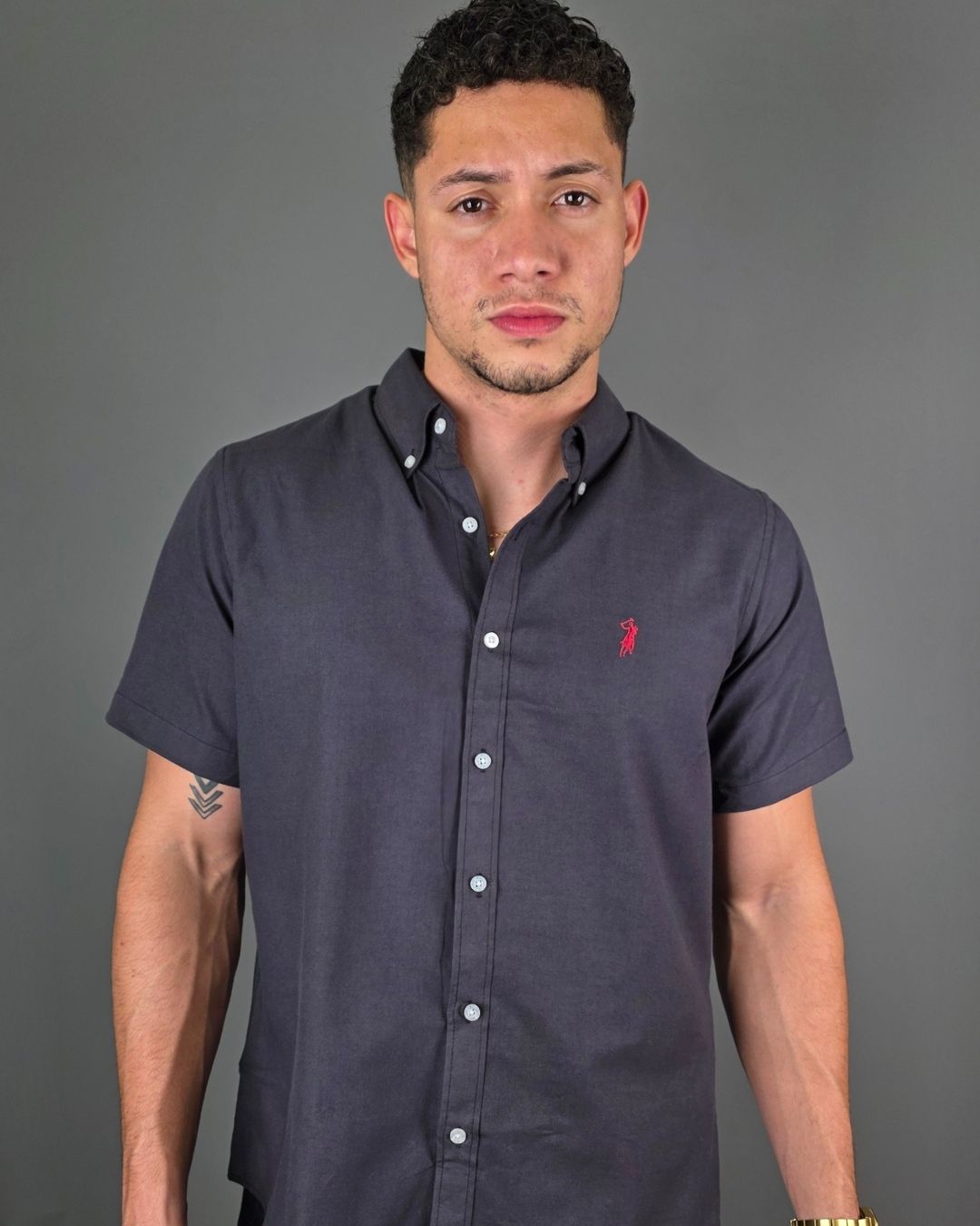 CAMISA NEGRA CAMBRIDGE POLO MANGA CORTA CABALLERO